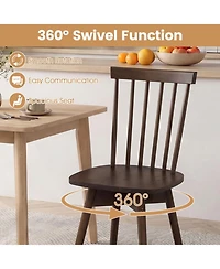 Sugift Windsor Dining Chairs Set of 2 Rubber Wood Kitchen Chairs with 360 Degree Swivel Seat