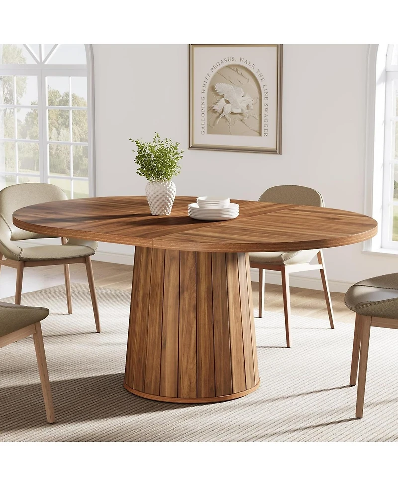 Tribesigns 55.11" Oval Dining Table for 6 with Pedestal