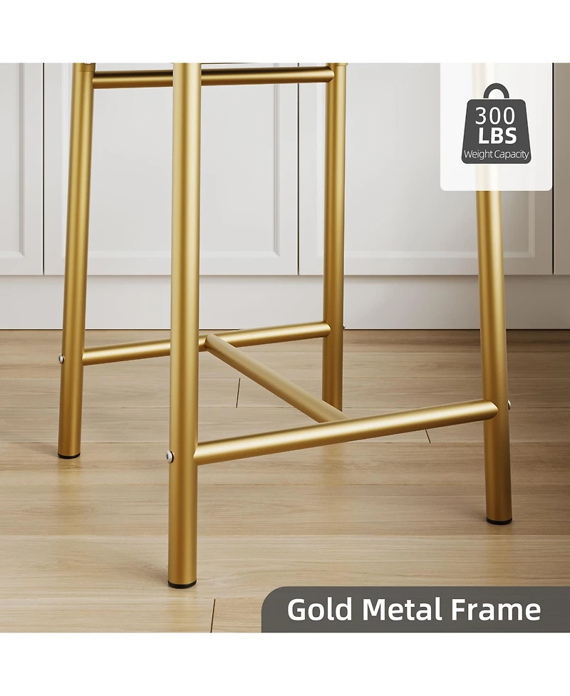gaomon Set of 6 Bar Stools, 26" Counter Height Metal Dining Chairs with Straight-Line Back, Thick Pu Leather Cushion, Waterproof for Restaurant