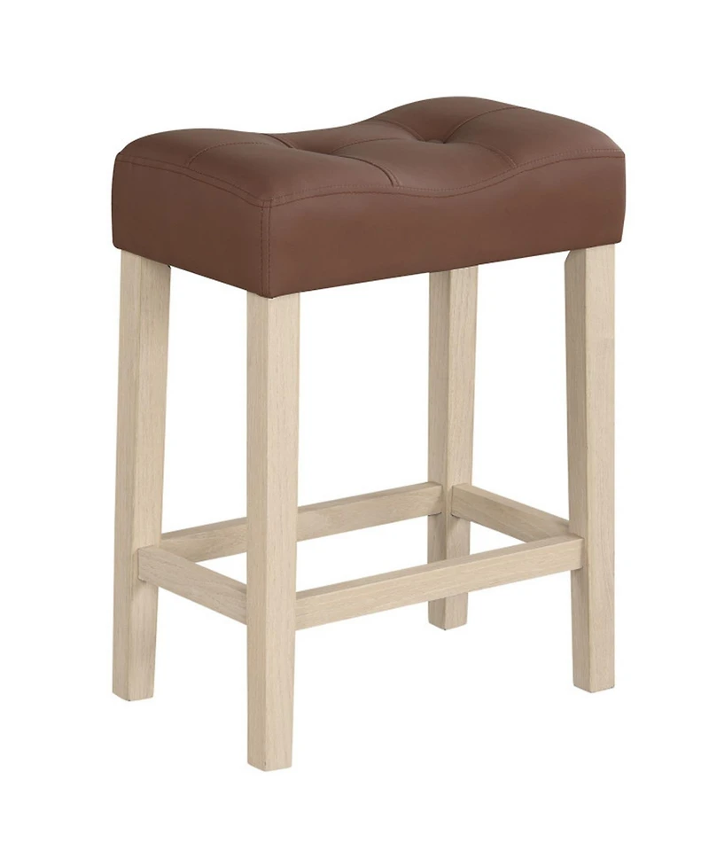 Sugift Set of 4 Upholstered Backless Counter Height Bar Stools with Curved Saddle Seats