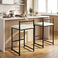 Sugift Set of 2 Stackable Counter Height Bar Stools with Upholstered Seat and Footrest