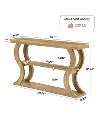 Tribesigns 55" Console Table with 3-Tier Storage, Modern Farmhouse