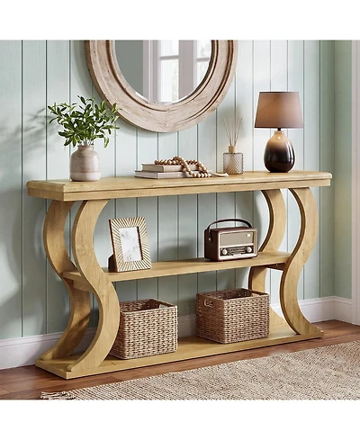Tribesigns 55" Console Table with 3-Tier Storage, Modern Farmhouse