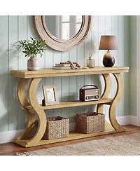 Tribesigns 55" Console Table with 3-Tier Storage, Modern Farmhouse