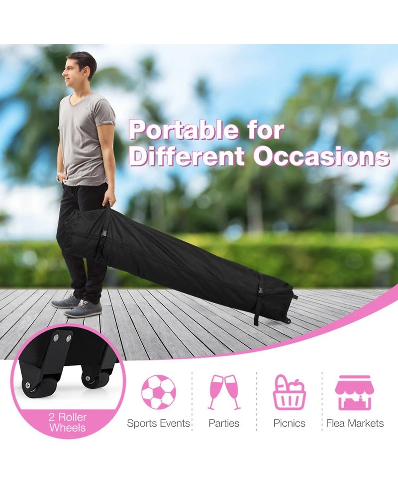 Sugift 10 x 10 feet Outdoor Pop Up Canopy Gazebo Shelter with Wheeled Storage Bag