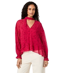 French Connection Women's Marina Long-Sleeve V-Neck Chiffon Top