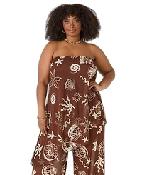 Ashley Stewart Plus Mesh Asymmetric-Hemline Strapless Tube Top