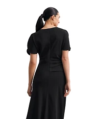 The Fold Women's Salerno Boat-Neck Short-Sleeve A-Line Midi Dress