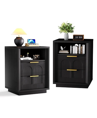 Flynama 2-Pack Nightstands with Charging Station