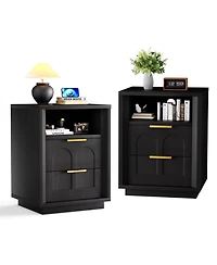 Flynama 2-Pack Nightstands with Charging Station