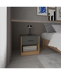 Flynama Matt Nightstand with Drawer and Open Shelf