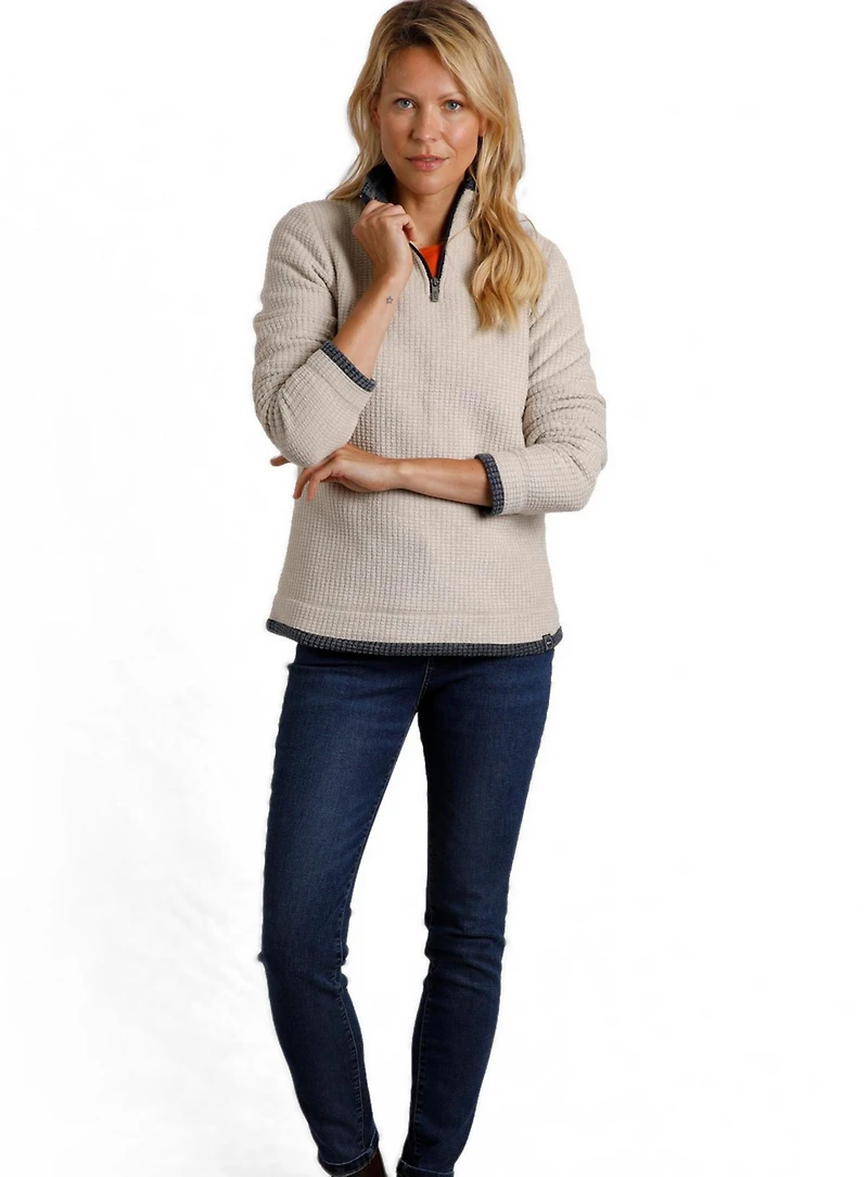 Weird Fish Women's Beye 1/4 Zip Grid Fleece