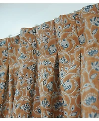 Fabdivine Handcrafted Boho Block Print Two Pleated Pure Linen Curtain