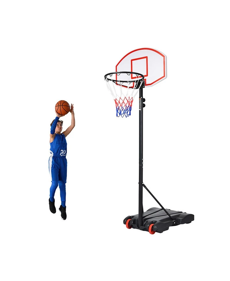Sugift Adjustable Basketball Hoop Stand with Wheels 5.8 to 6.8 Feet