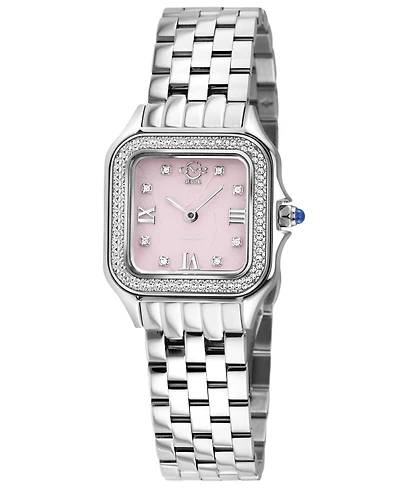 GV2 Women's Milan Swiss Quartz Silver Stainless Steel Bracelet Diamond Watch
