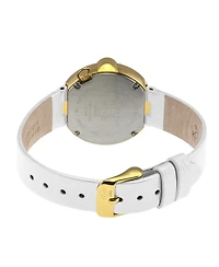 GV2 Women's Perugia Swiss Quartz White Italian Leather Strap Diamond Watch