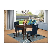 East West Furniture 3 Piece Kitchen Table and Chairs Set Consists of a Square Modern Dining Table