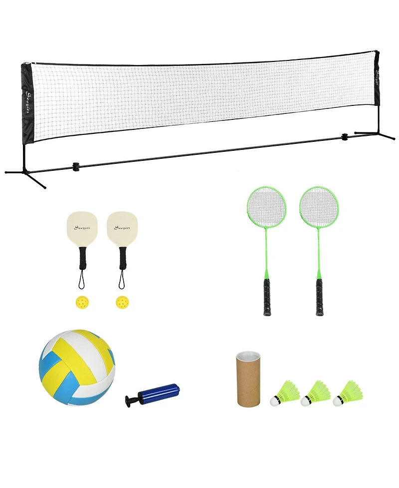 Zeny Adjustable Outdoor Game Set with Net for Badminton, Volleyball, Pickleball, Beach and Driveway Fun