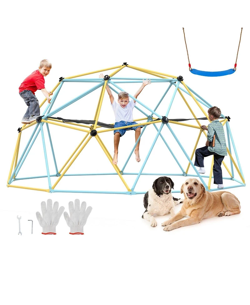 Zeny Climbing Dome, for Kids 3 to 10 Years Old,10FT Geometric Dome Climber with Hammock and Swing, Jungle Gym Supports 750LBS
