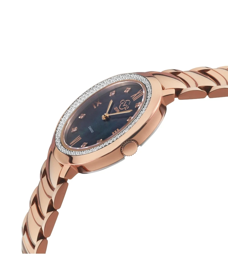 GV2 Women's Amalfi Swiss Quartz Ip Rose Stainless Steel Bracelet Diamond Watch