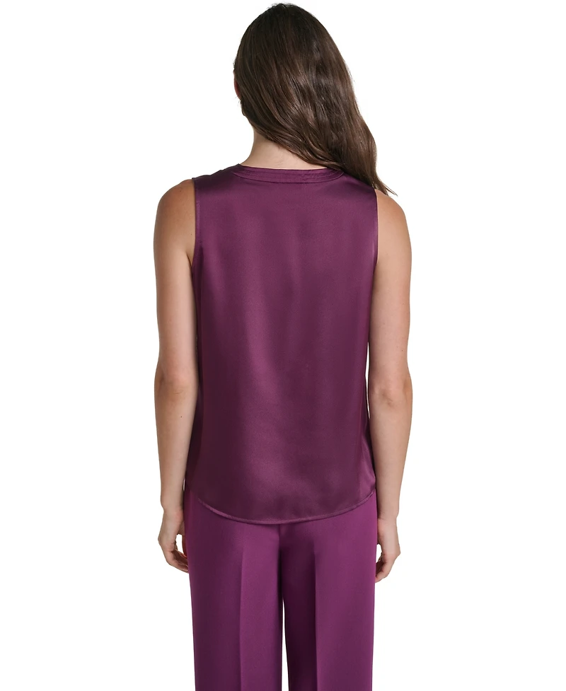 Karl Lagerfeld Paris Women's Sleeveless V-Neck Woven Blouse