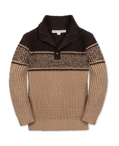 Hope and Henry Little Big Boys' Organic Mock Neck Waffle Sweater