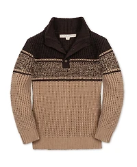 Hope and Henry Little Big Boys' Organic Mock Neck Waffle Sweater
