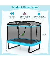 Gymax 6 Ft Kids Trampoline w/Swing Safety Enclosure Net Gift for Boys Girls Age 3 Plus