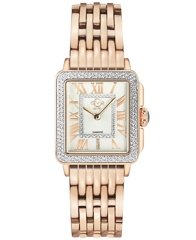 GV2 Women's Padova Swiss Quartz Ip Rose Stainless Steel Bracelet Diamond Watch