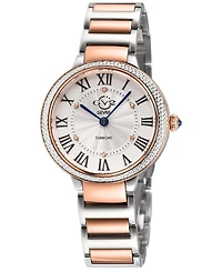 GV2 Women's Rome Brillante Swiss Quartz Two toned Ss/Iprg Stainless Steel Bracelet Diamond Watch