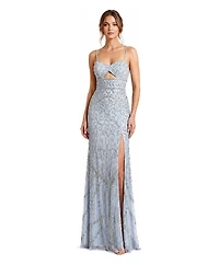 Lara Women's Embellished Gown with Slit And Low Back