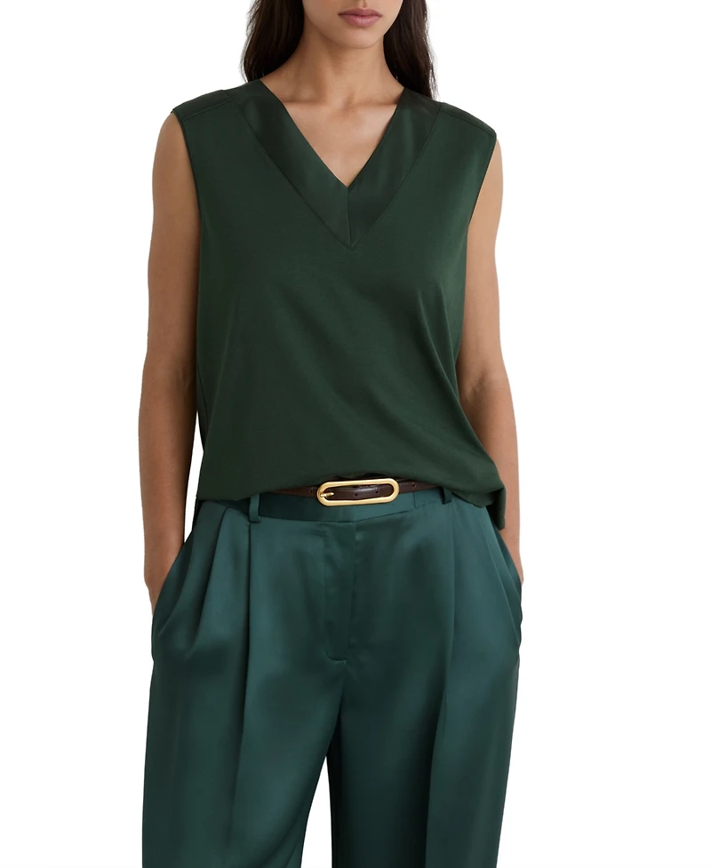 Reiss Women's Silk-Trim V-Neck Top