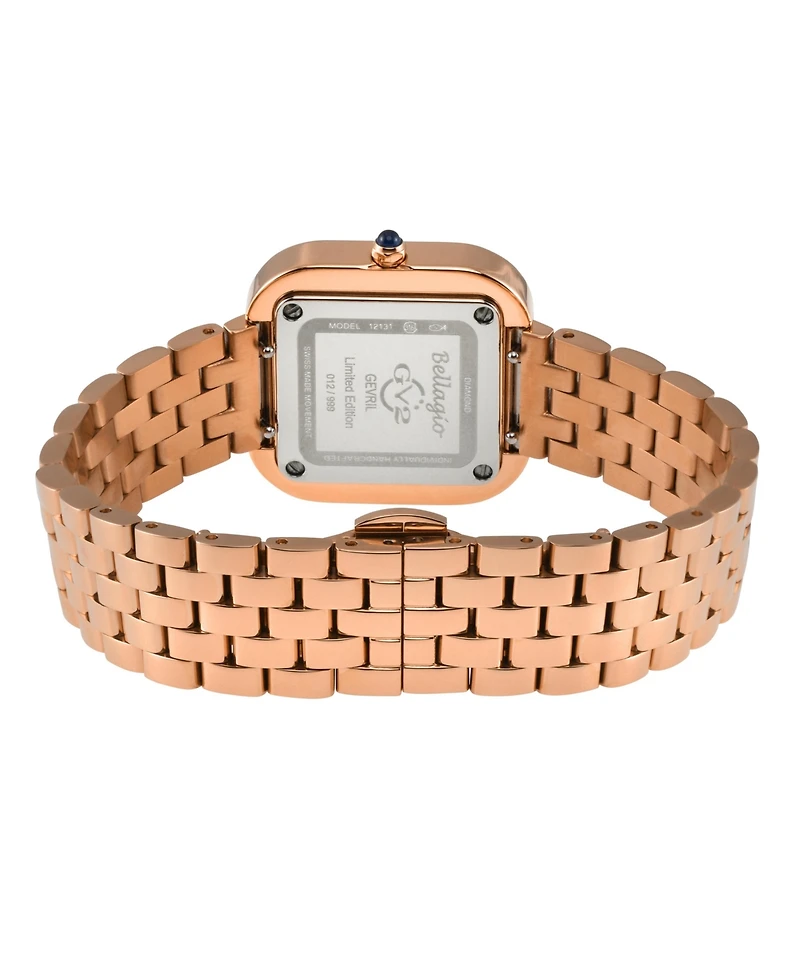 GV2 by Gevril Women's Bellagio Swiss Quartz Ip Stainless Steel Bracelet Diamond Watch
