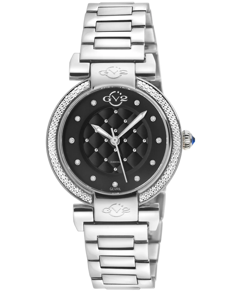 GV2 by Gevril Women's Berletta Swiss Quartz Silver Stainless Steel Bracelet Diamond Watch