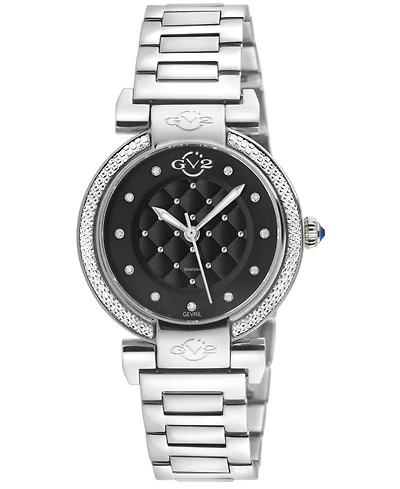 GV2 by Gevril Women's Berletta Swiss Quartz Silver Stainless Steel Bracelet Diamond Watch