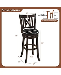 Gymax Set of 2 Bar Stools 30'' Swivel Bar Chairs w/ Footrest Hollowed Backrest