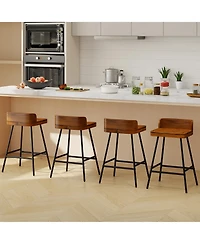 Gymax 4piece 24'' Counter Height Bar Stool w/Low Back Metal Legs Footrest for Kitchen