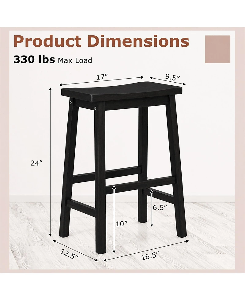 Gymax Saddle-Seat Counter Height Stools Set of Backless Barstools w/ Curved Seat
