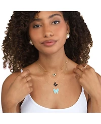 The Lovery Asymmetrical Onyx Butterfly Necklace 14K Gold-Plated Sterling Silver