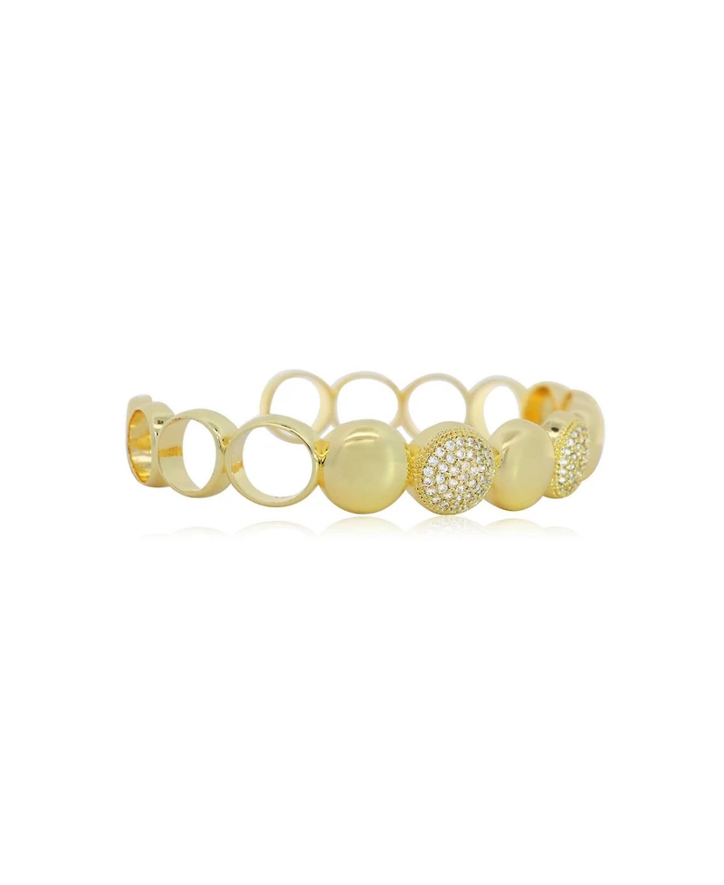 The Lovery Cz Disco Cuff Bangle 14K Gold-Plated Over Brass