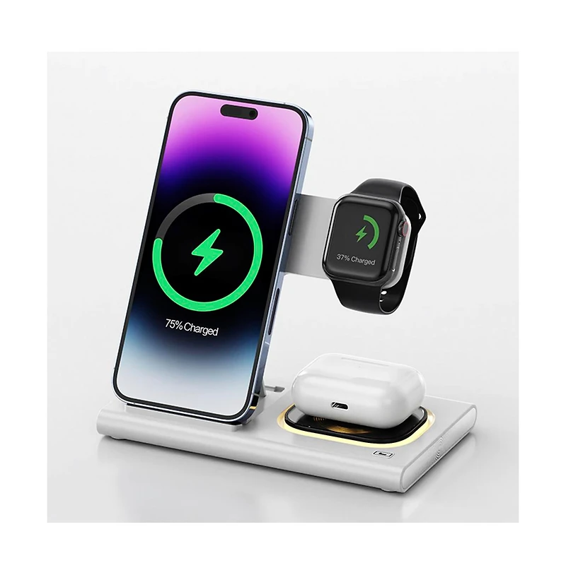 Artudatech 4-in-1 Foldable Charging Station with 15W Fast Charging and Night Light