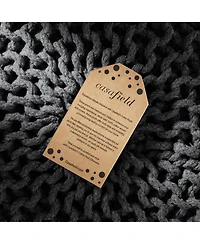 Casafield Round Pouf Ottoman, Navy Blue - 20" Dia x 14.5" High Cotton Knit Foot Stool Boho Floor Pouffe for Living Room