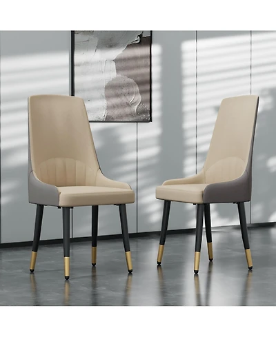 Unho Set Of 2 Upholstered Leather Dining Chairs with Backrest