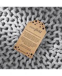Casafield Round Pouf Ottoman, Navy Blue - 20" Dia x 14.5" High Cotton Knit Foot Stool - Boho Floor Pouffe for Living Room
