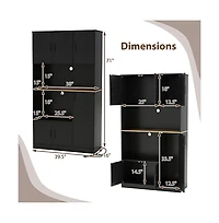 Sugift 71 Inch Tall Kitchen Pantry Storage Cabinet with Charging Station and Microwave Stand