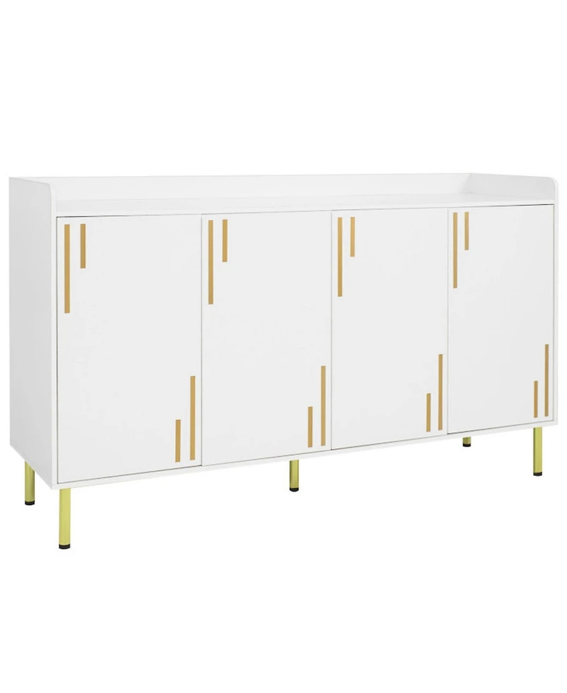Sugift 55 in Buffet Cabinet Credenza with 4 Doors and 5 Metal Legs