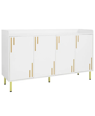 Sugift 55 in Buffet Cabinet Credenza with 4 Doors and 5 Metal Legs