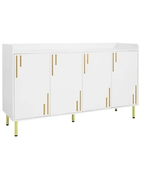 Sugift 55 in Buffet Cabinet Credenza with 4 Doors and 5 Metal Legs