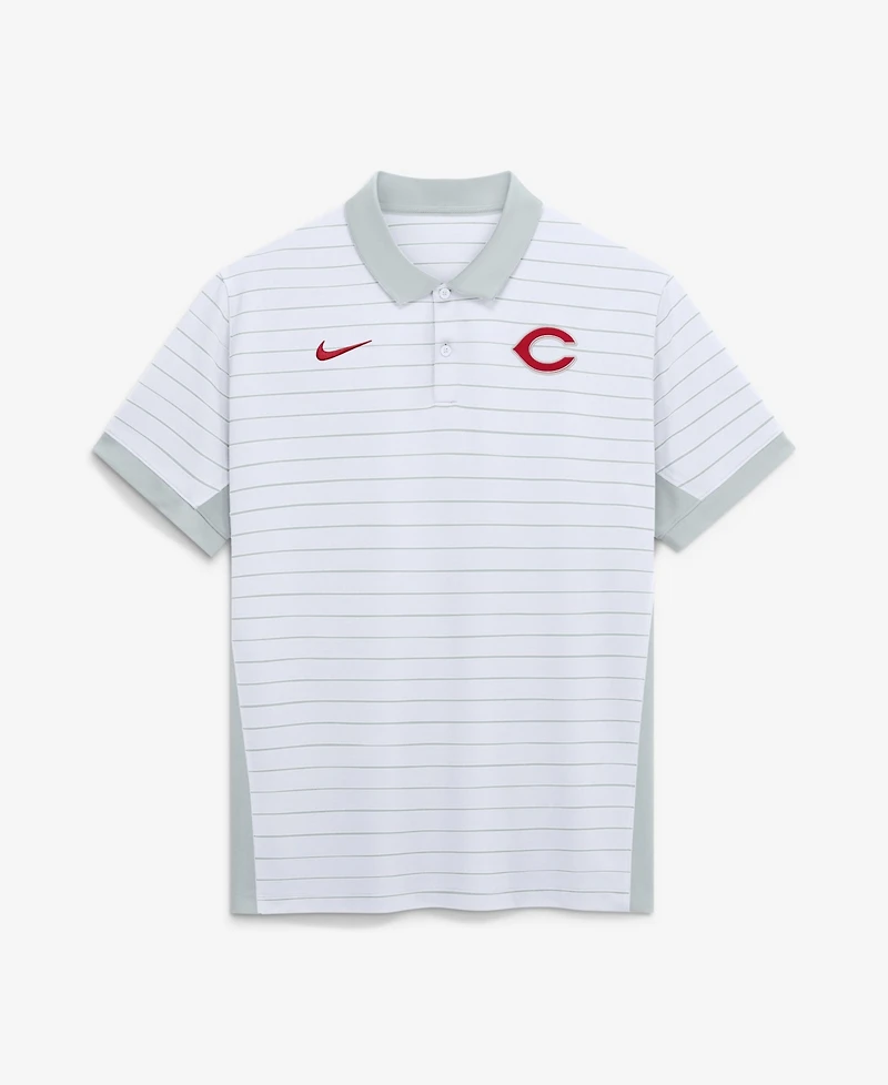 Men's Nike White Cincinnati Reds Authentic Collection Striped Victory Dri-fit Polo