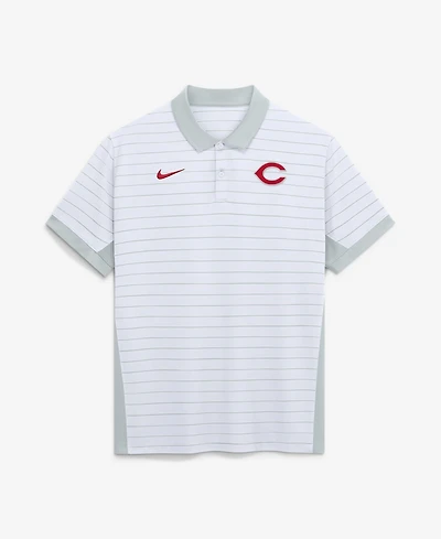 Men's Nike White Cincinnati Reds Authentic Collection Striped Victory Dri-fit Polo